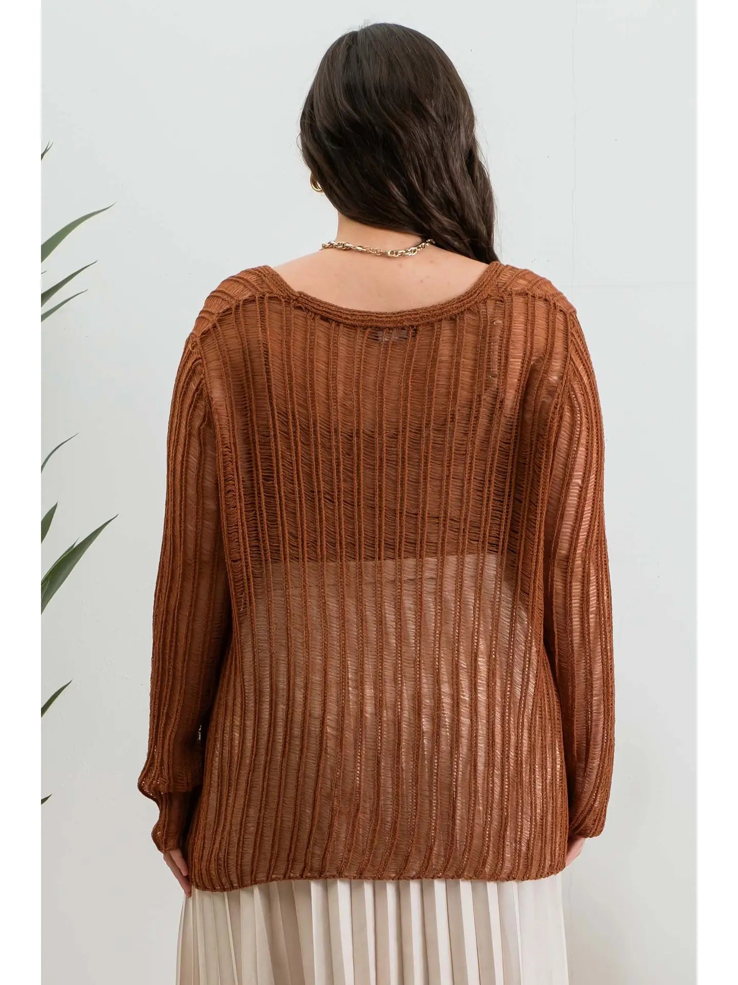 Copper Crochet Knit Cardigan