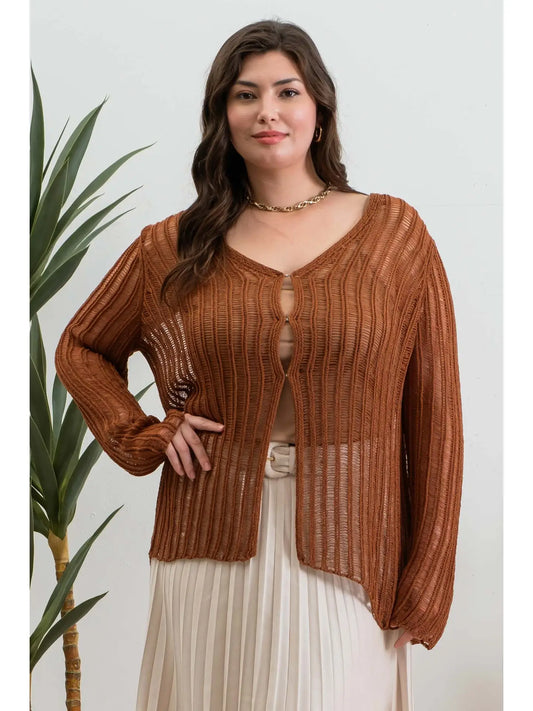 Copper Crochet Knit Cardigan