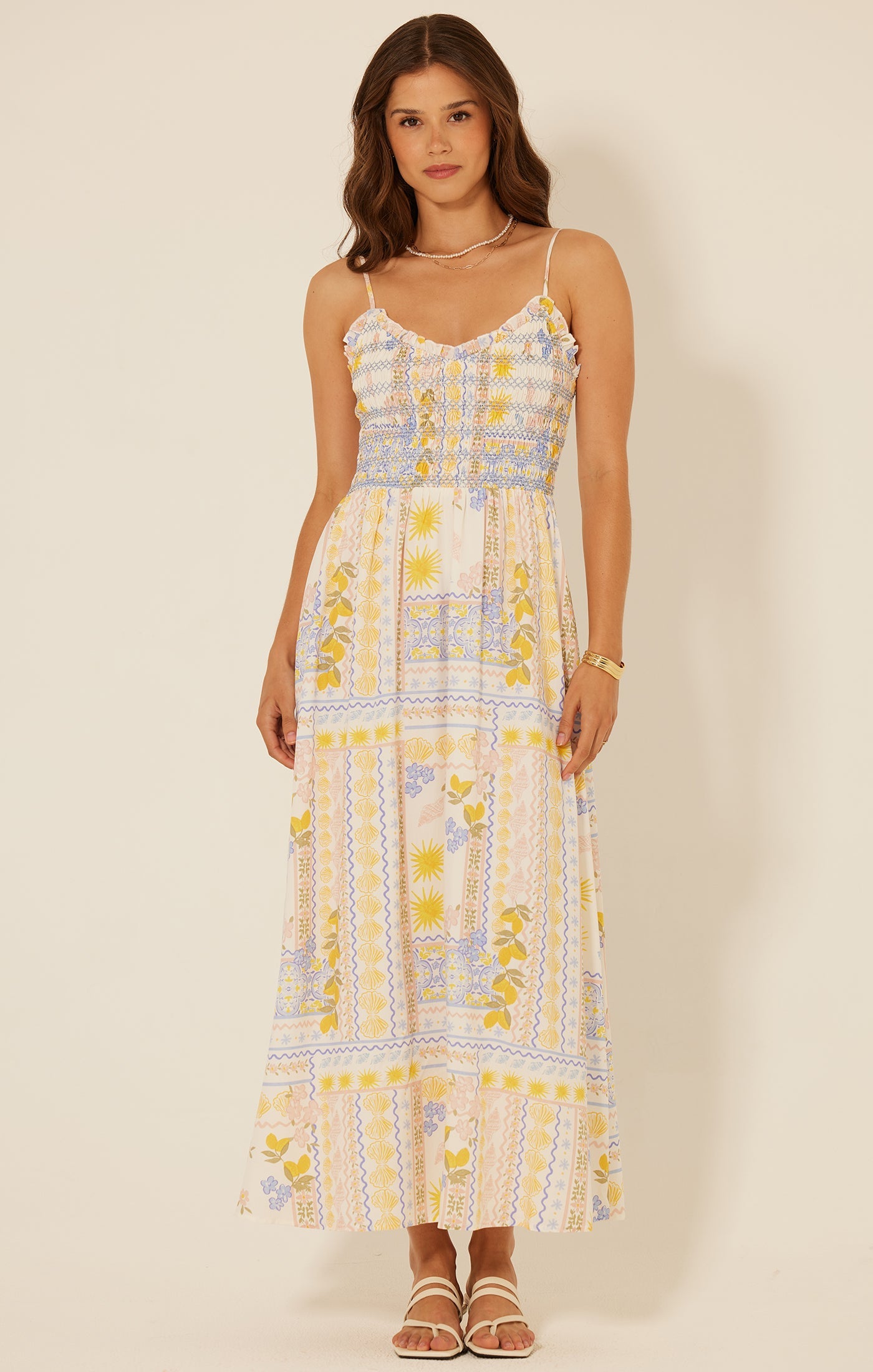 Yellow Blue Maxi Summer Dress