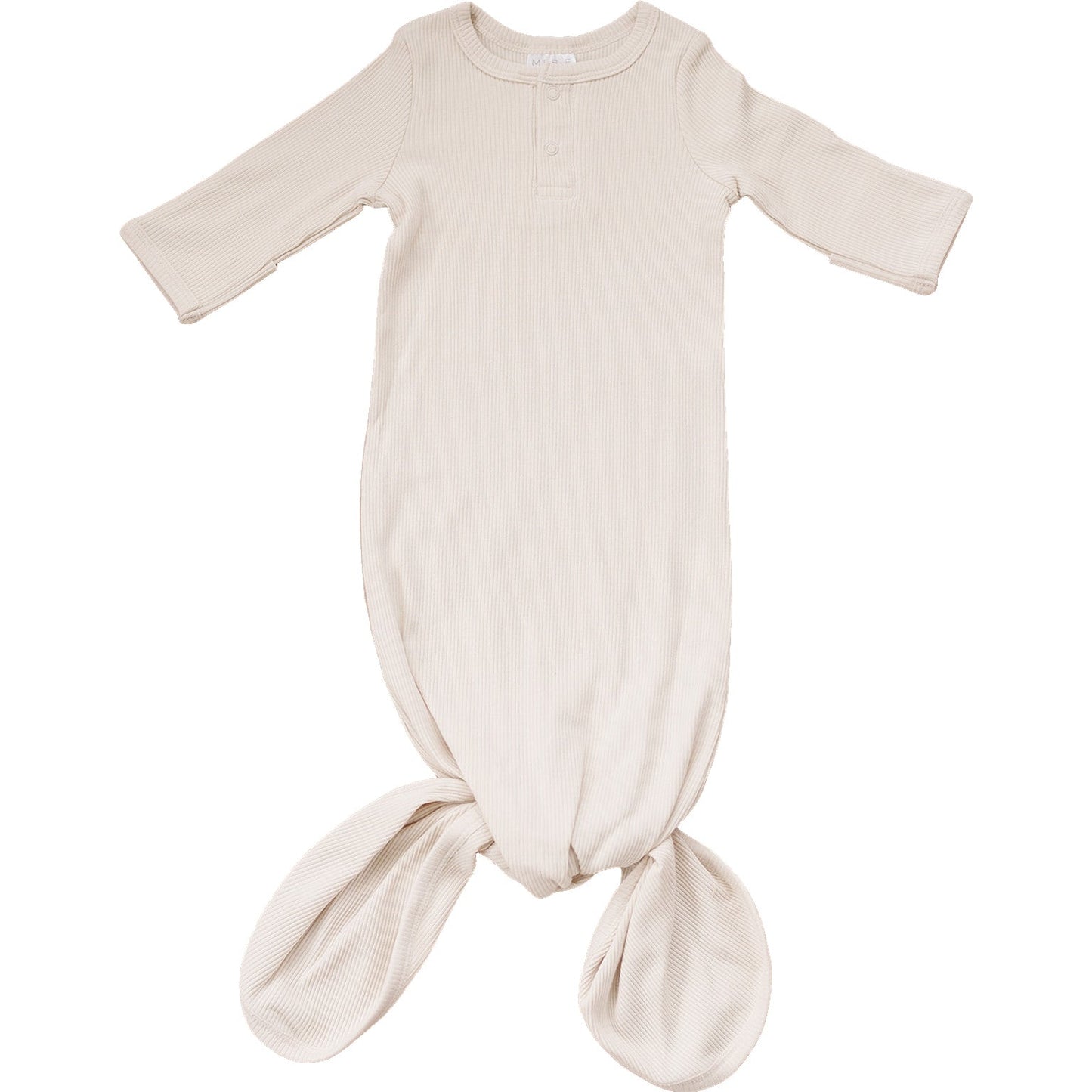 Vanilla Organic Cotton Ribbed Knot Gown - Mack & Harvie