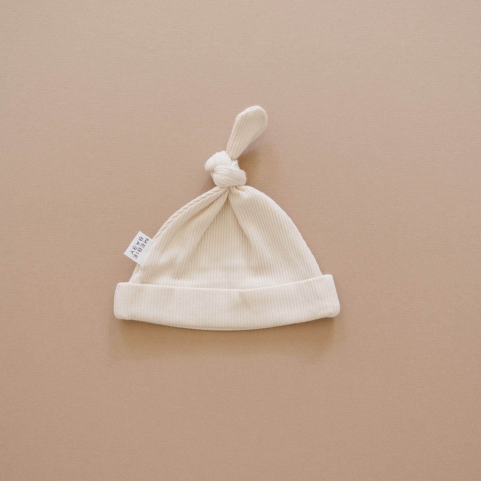 Vanilla Organic Ribbed Newborn Knot Hat - Mack & Harvie
