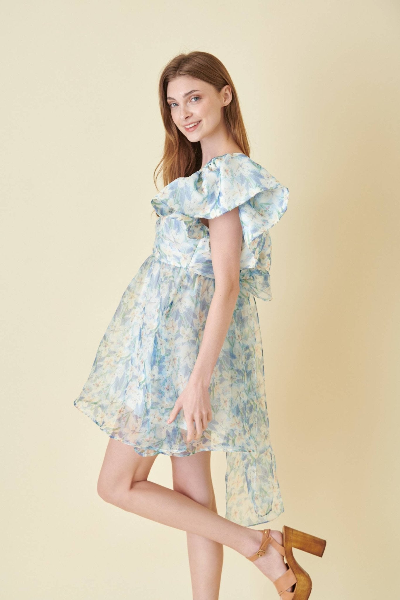 Watercolor Organza Bow Tie Mini Dress - Mack & Harvie