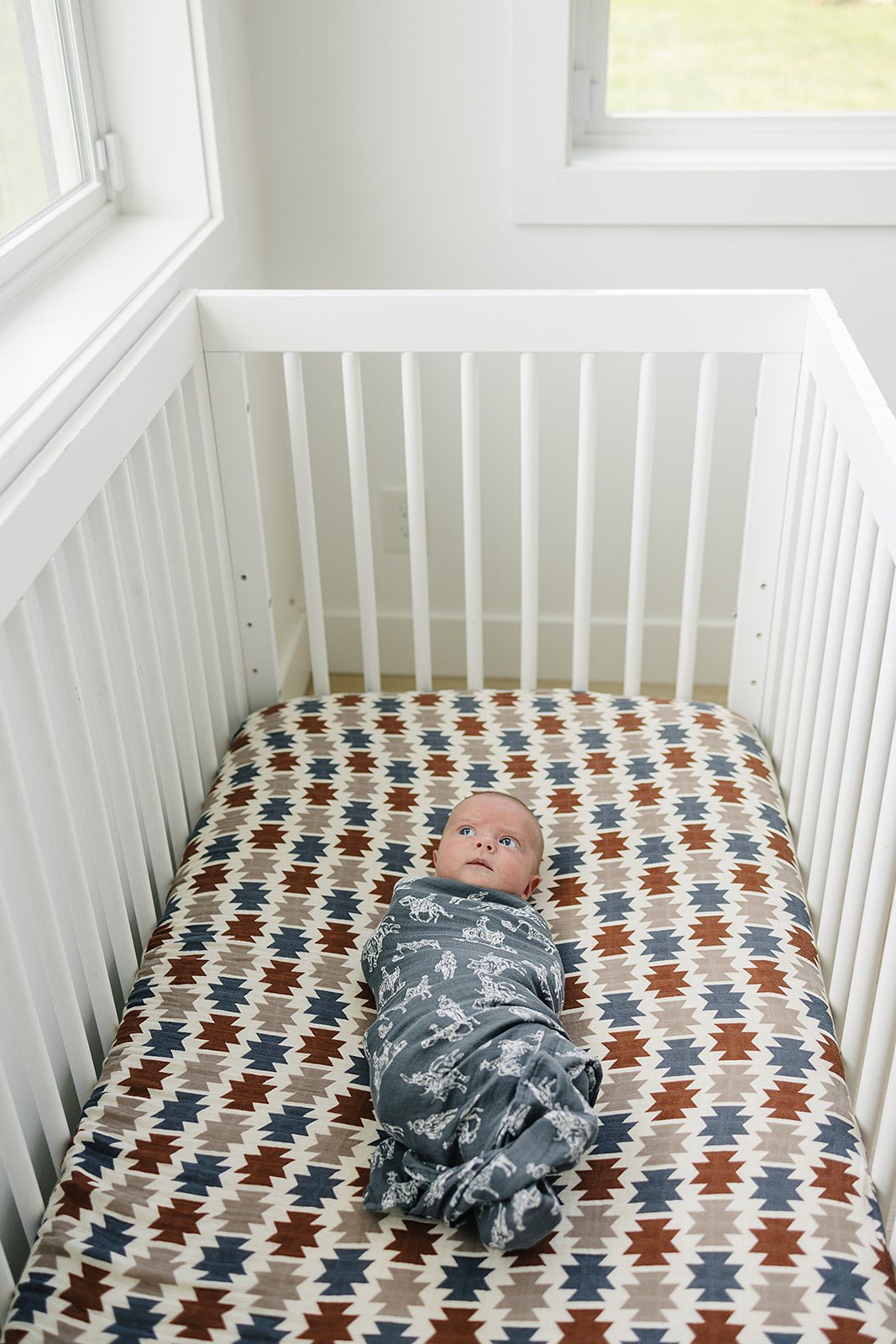 Western Aztec Muslin Crib Sheet - Mack & Harvie