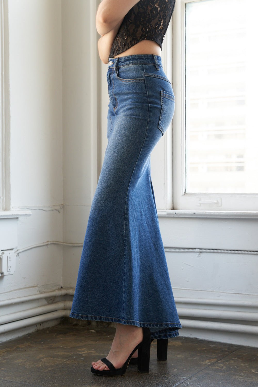 WHISPERING WINDS DENIM MIDI SKIRT - Mack & Harvie