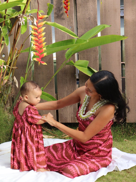 Women's Brown  Lei Puakenikeni Tube top Maxi Dress