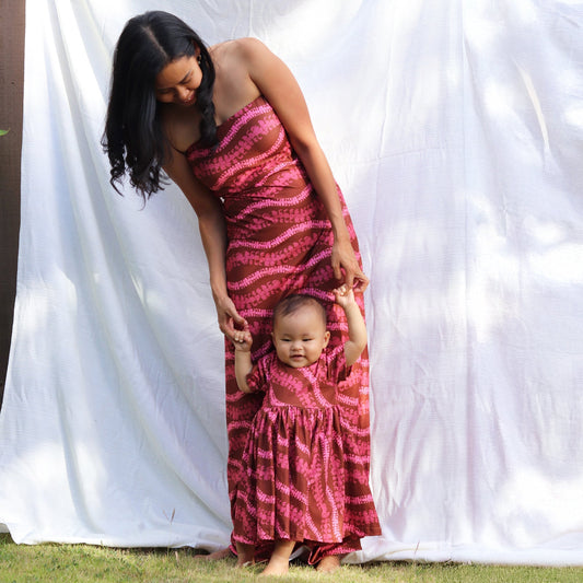 Women's Brown  Lei Puakenikeni Tube top Maxi Dress