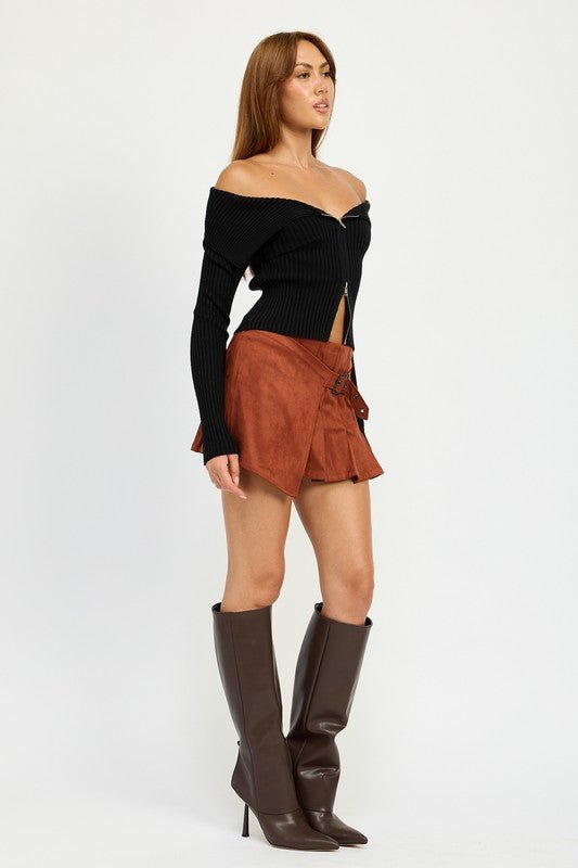 WRAPPED BUCKLE BELT MINI SKIRT - Mack & Harvie