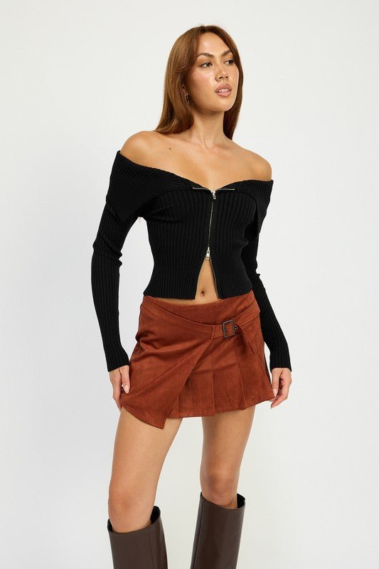 WRAPPED BUCKLE BELT MINI SKIRT - Mack & Harvie