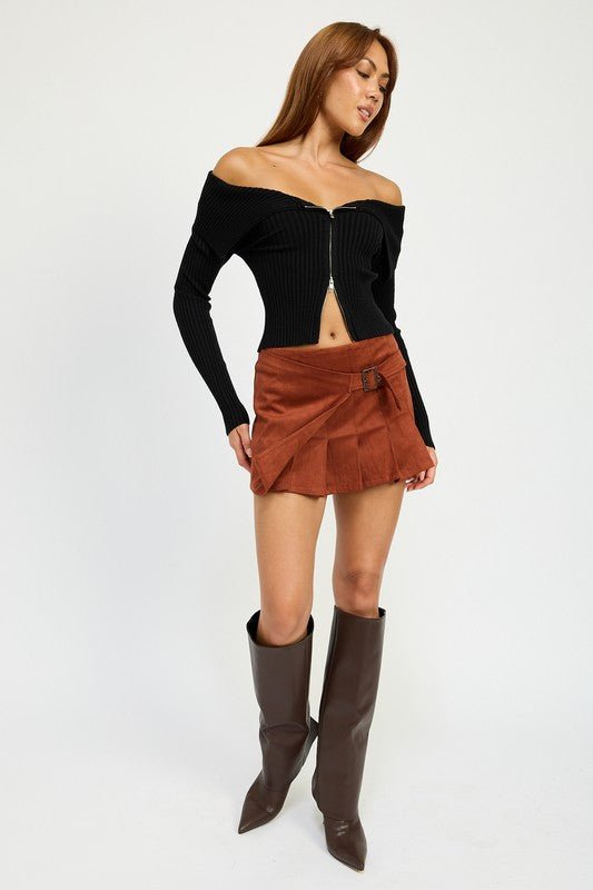 WRAPPED BUCKLE BELT MINI SKIRT - Mack & Harvie