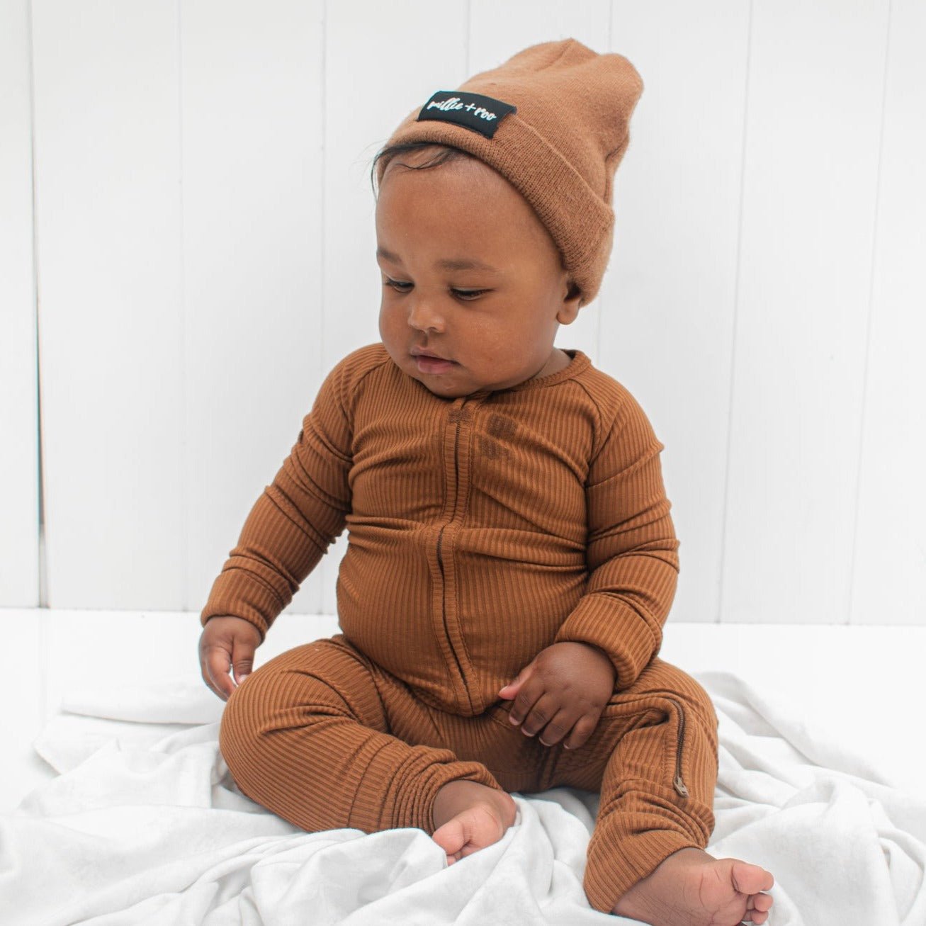 ZIP ROMPER - Bark Ribbed - Mack & Harvie