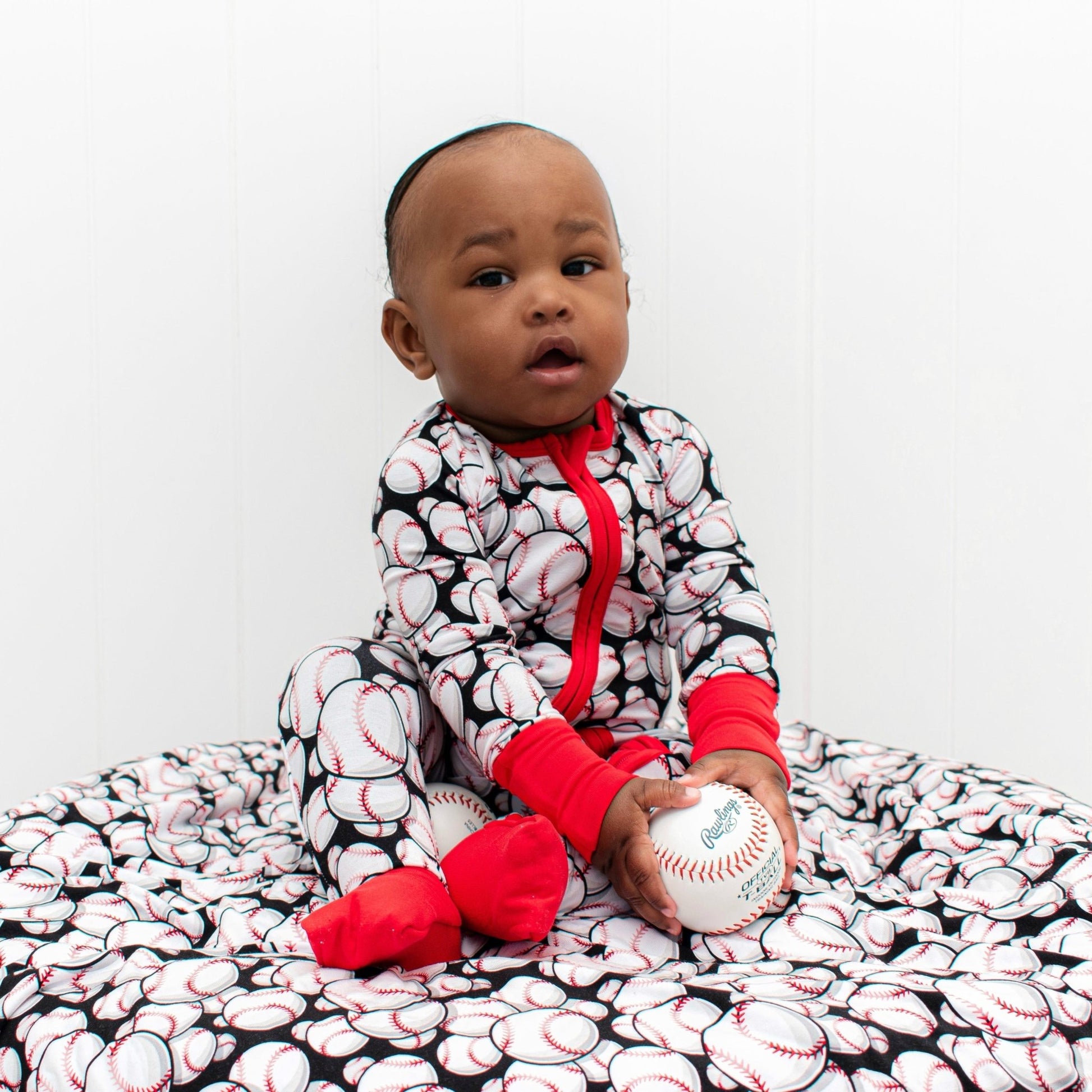 ZIP ROMPER - Baseballs - Mack & Harvie