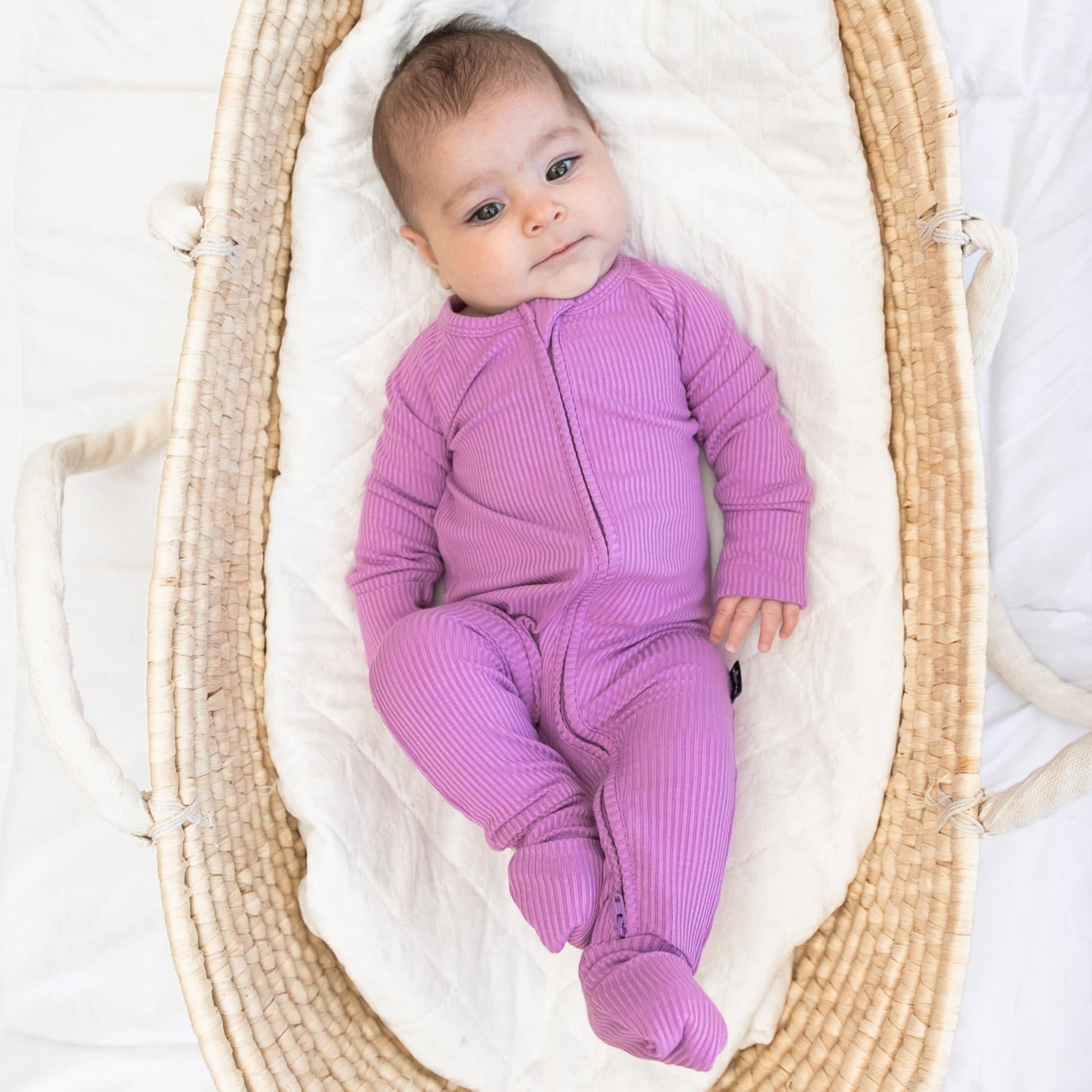 ZIP ROMPER - Lilac Ribbed - Mack & Harvie