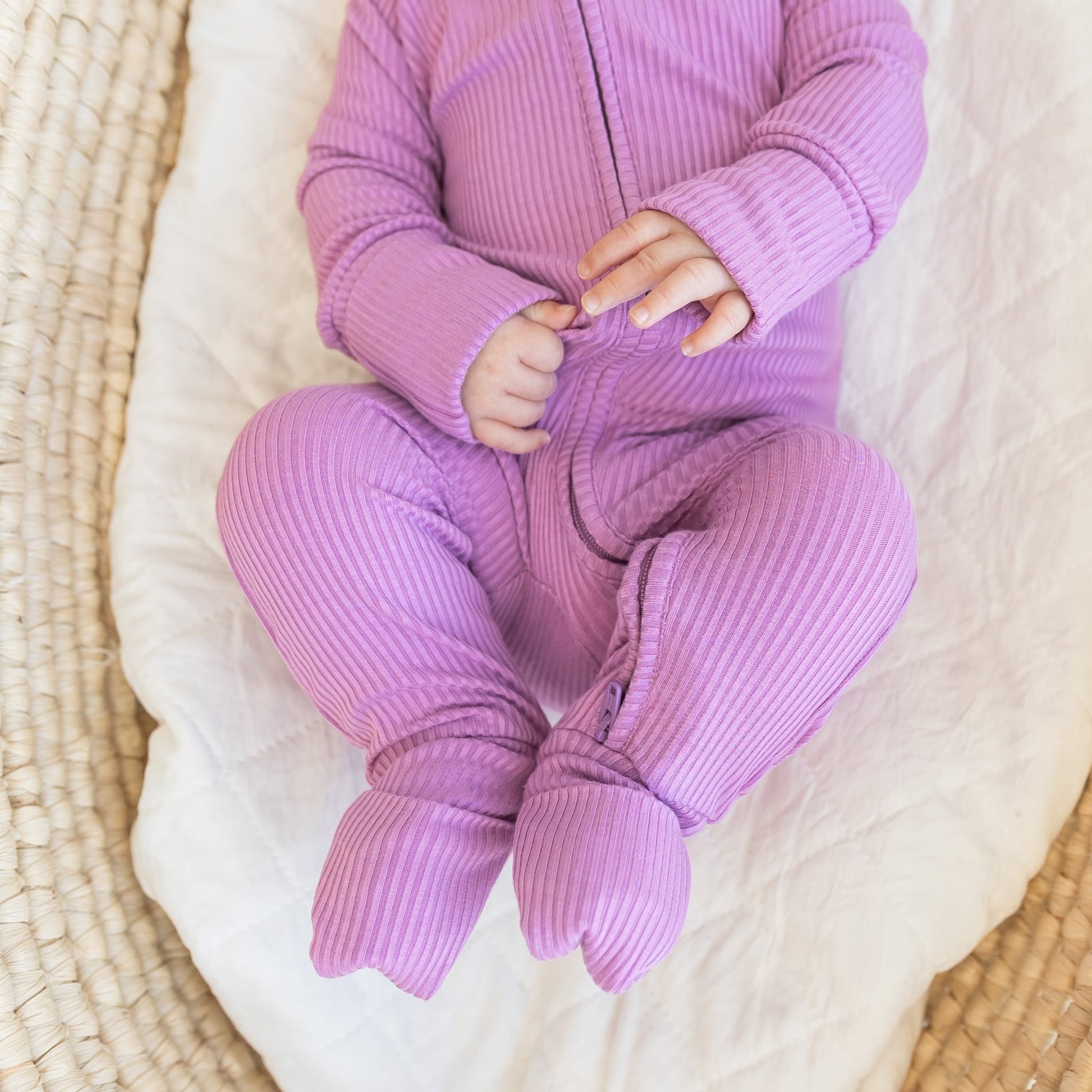 ZIP ROMPER - Lilac Ribbed - Mack & Harvie