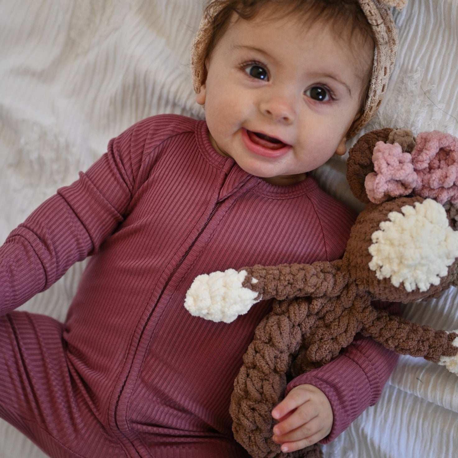 ZIP ROMPER - Mauve Ribbed - Mack & Harvie
