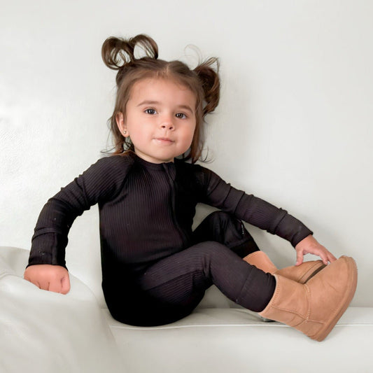 ZIP ROMPER - Midnight Ribbed - Mack & Harvie