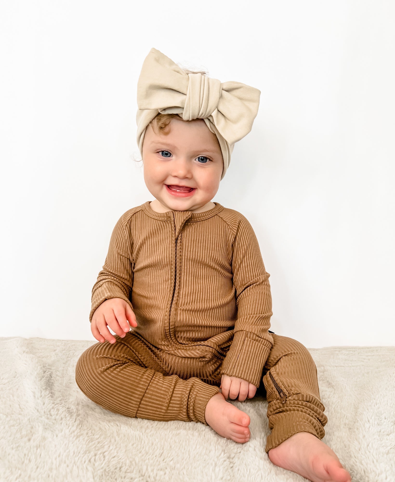 ZIP ROMPER - Mocha Ribbed - Mack & Harvie