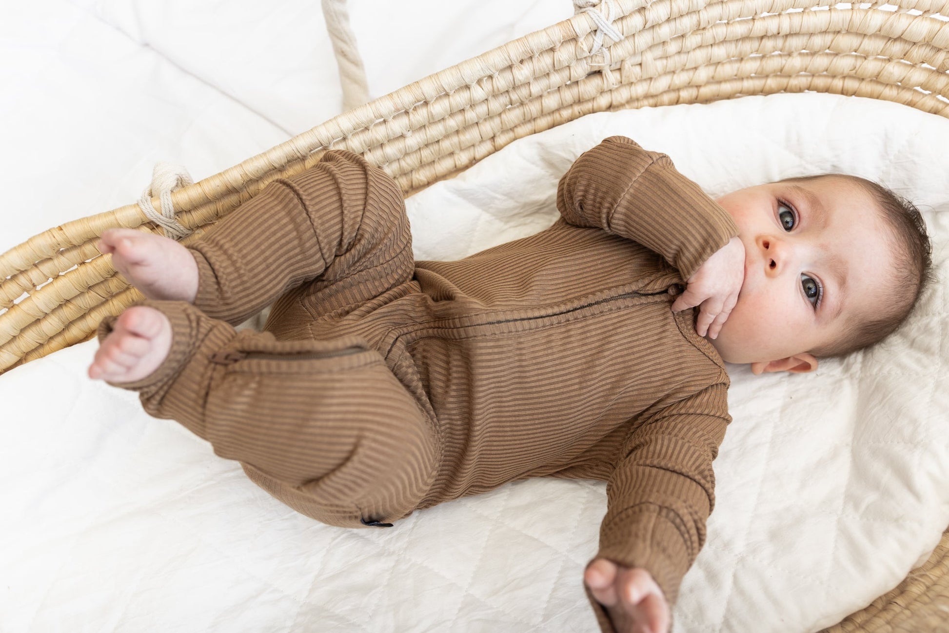 ZIP ROMPER - Mocha Ribbed - Mack & Harvie