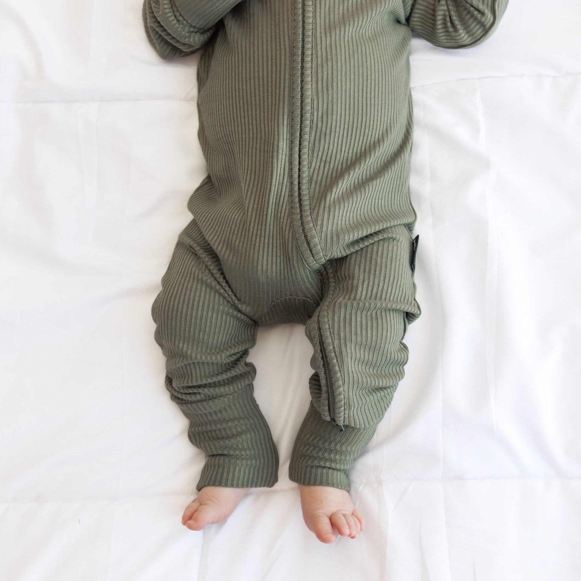ZIP ROMPER - Moss Ribbed - Mack & Harvie