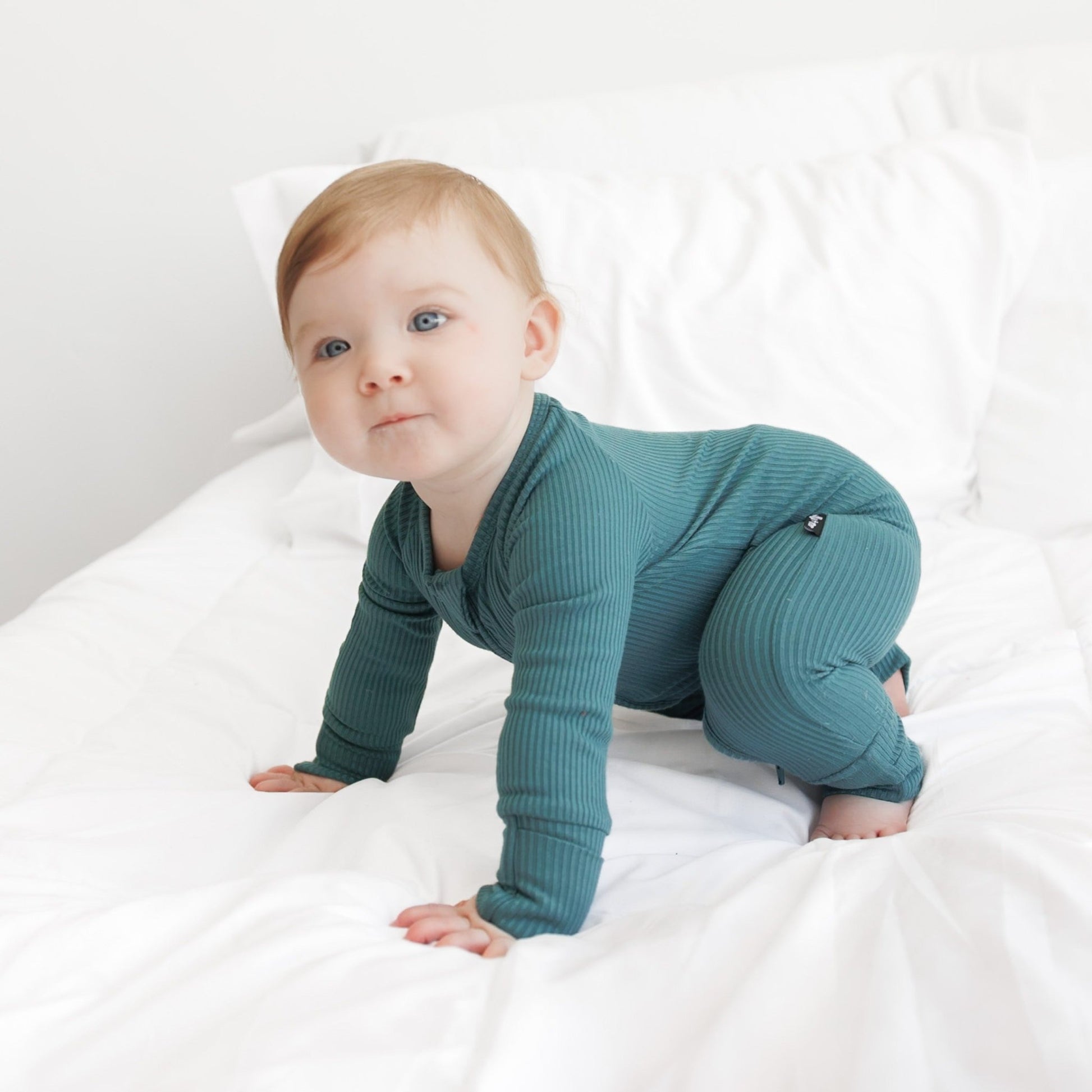 ZIP ROMPER - Peacock Ribbed - Mack & Harvie