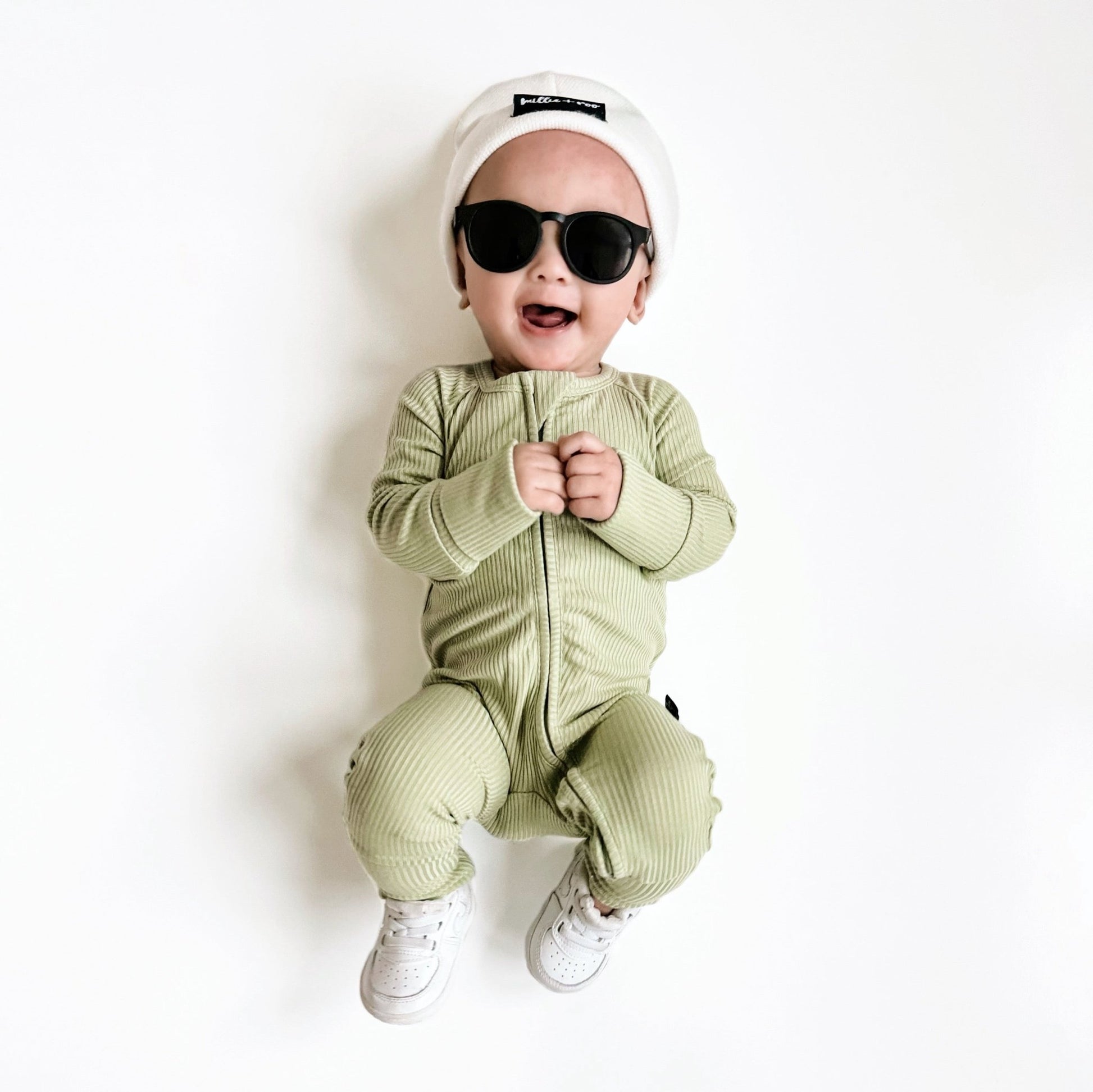 ZIP ROMPER - Pistachio Ribbed - Mack & Harvie