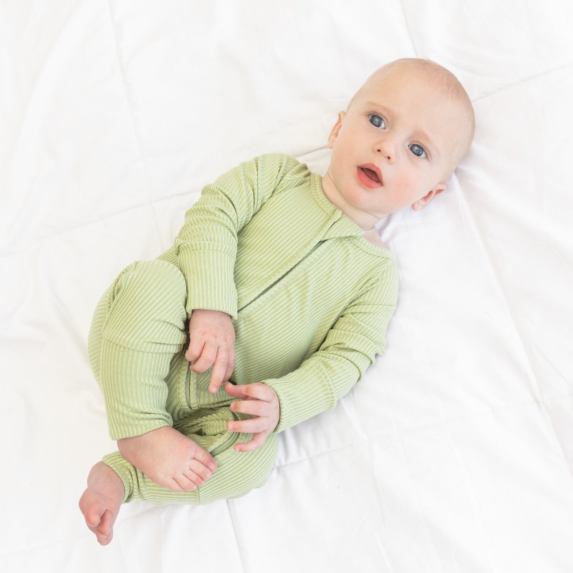 ZIP ROMPER - Pistachio Ribbed - Mack & Harvie