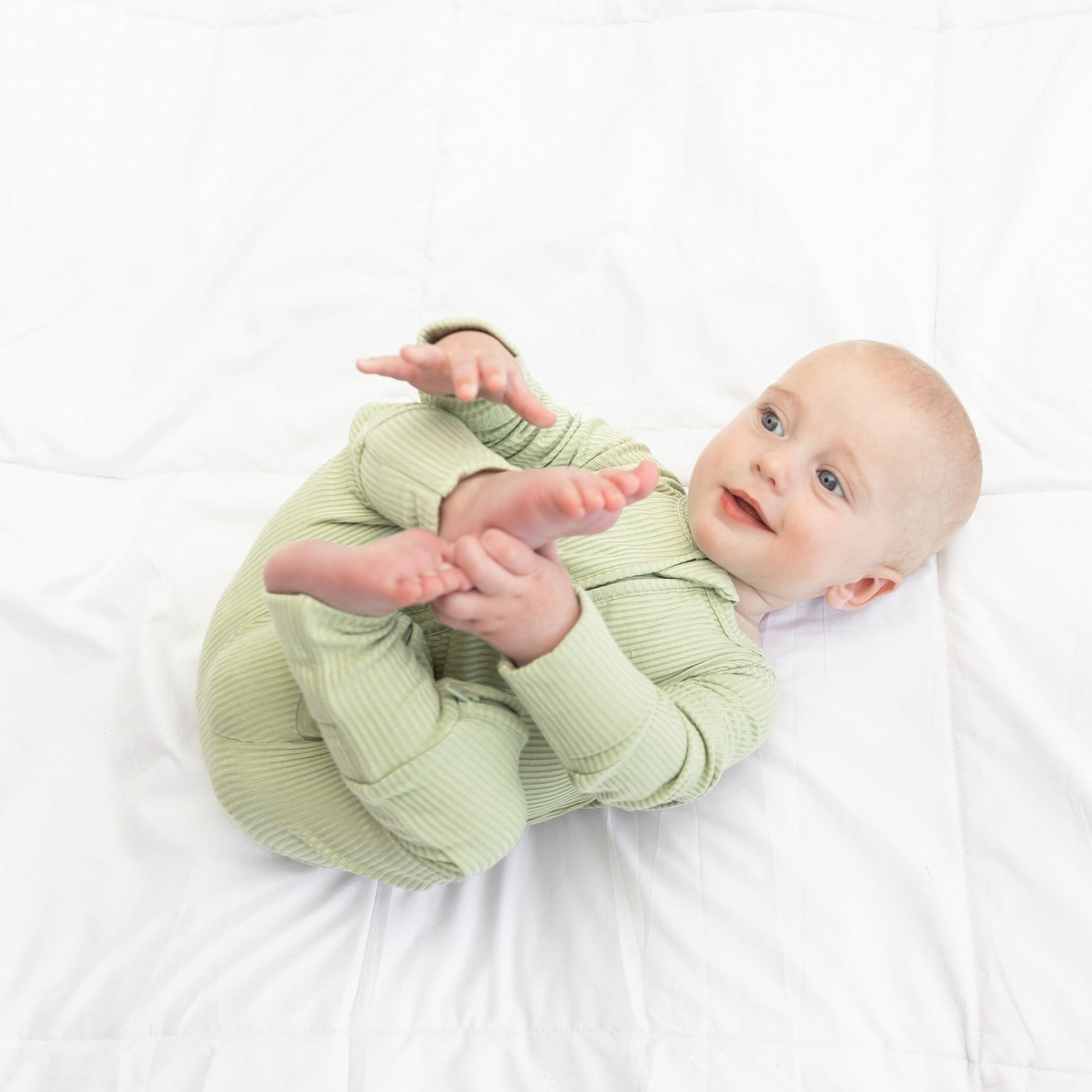 ZIP ROMPER - Pistachio Ribbed - Mack & Harvie