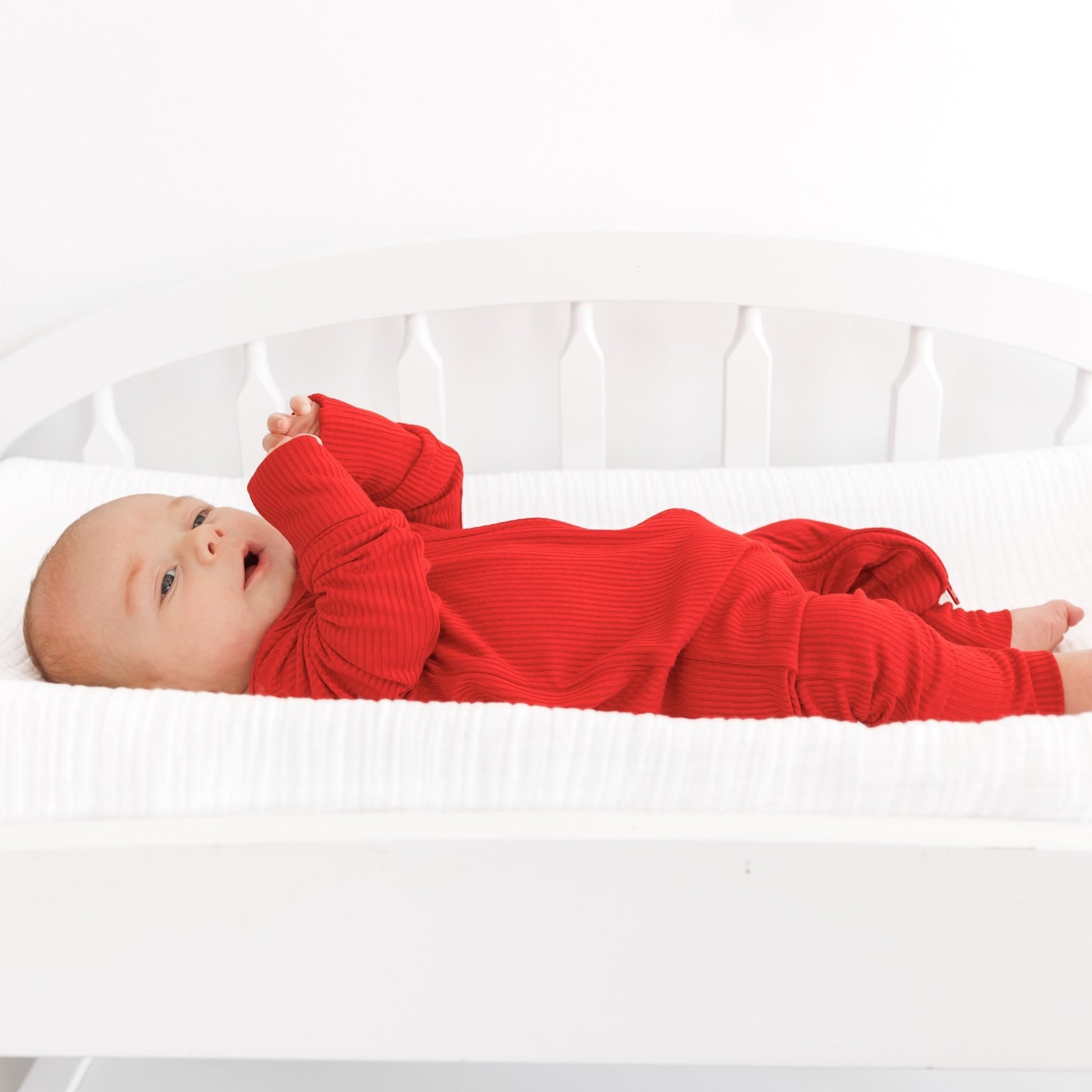 ZIP ROMPER - Red Ribbed - Mack & Harvie