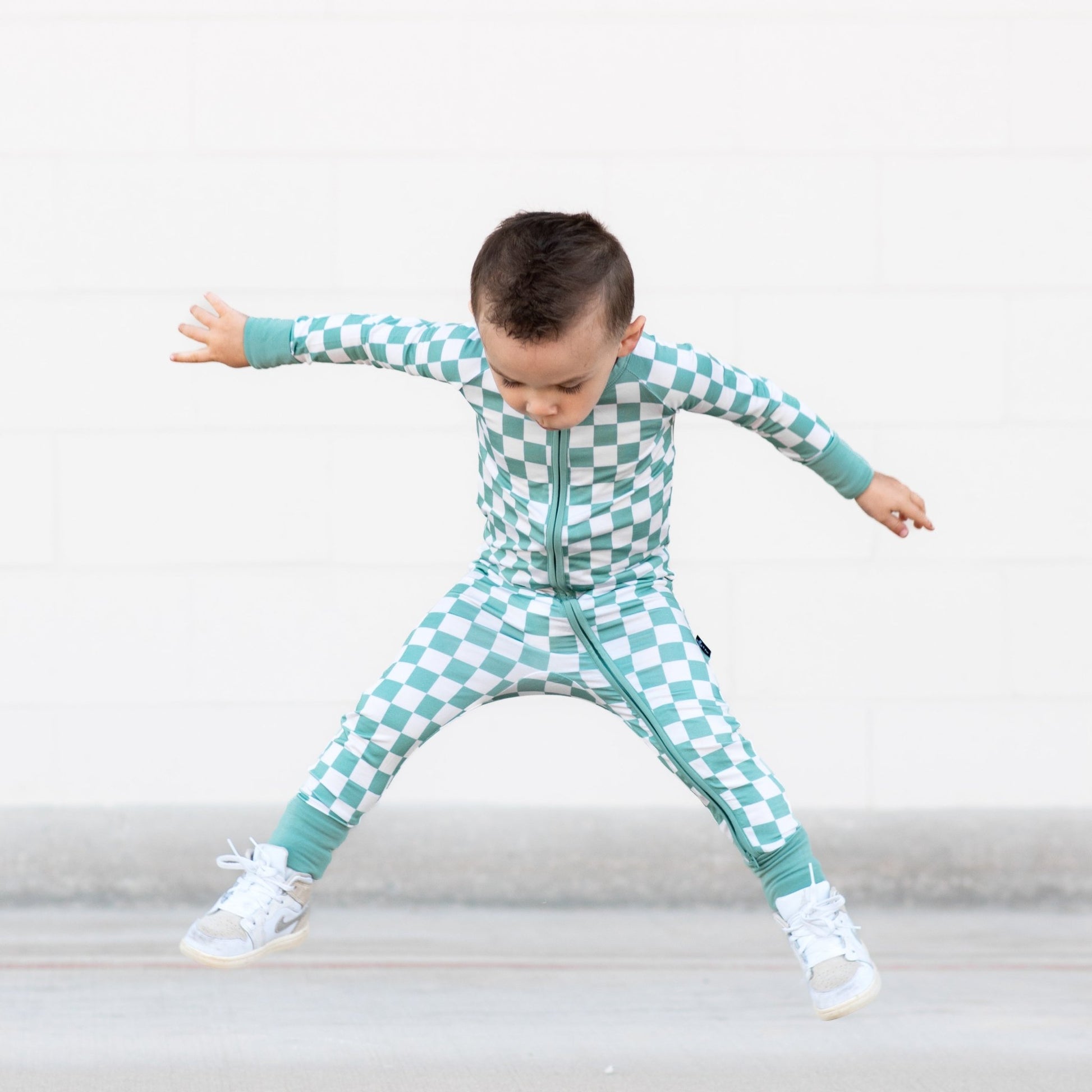 ZIP ROMPER - Sage Check - Mack & Harvie