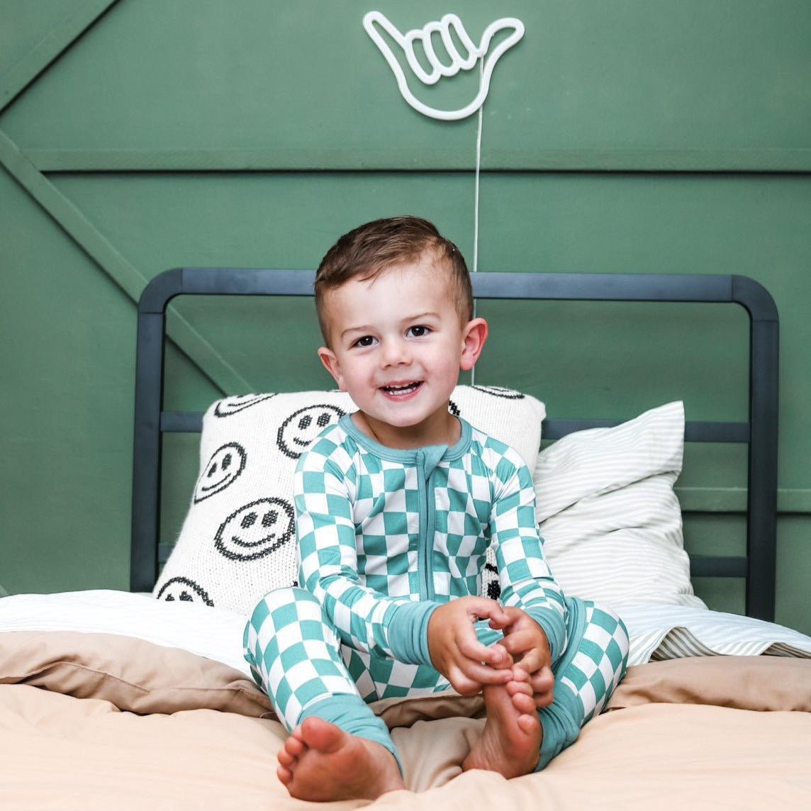ZIP ROMPER - Sage Check - Mack & Harvie