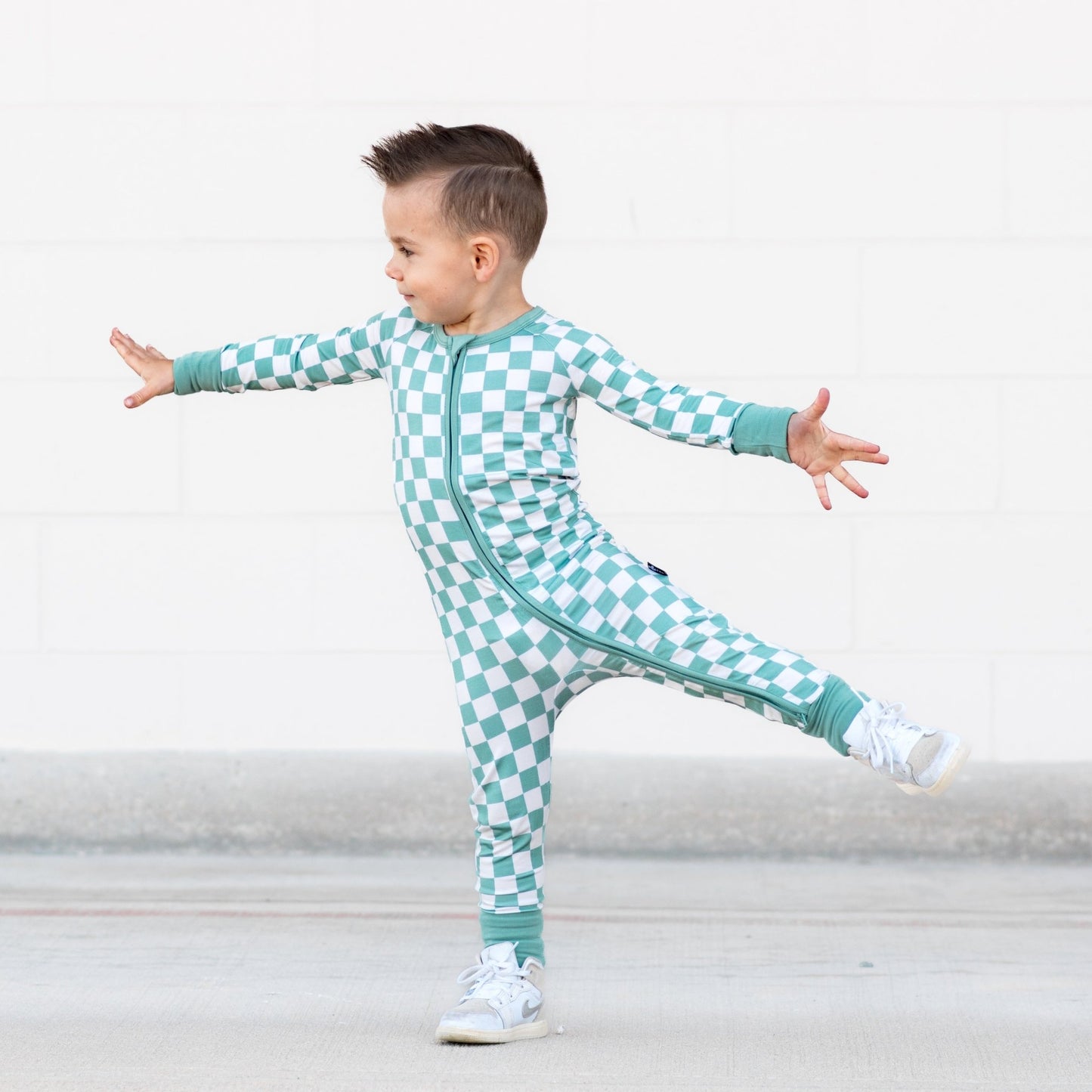 ZIP ROMPER - Sage Check - Mack & Harvie