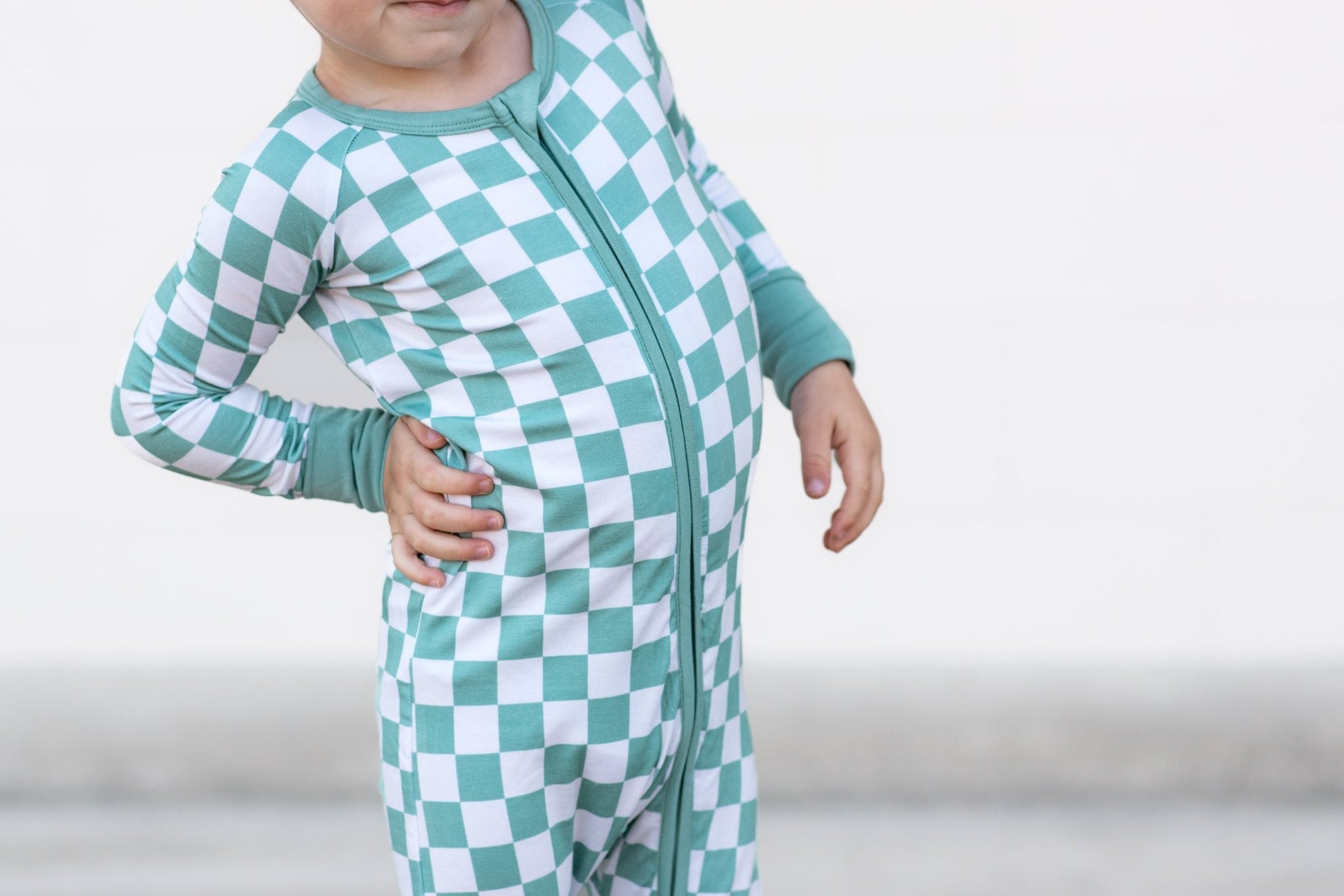ZIP ROMPER - Sage Check - Mack & Harvie