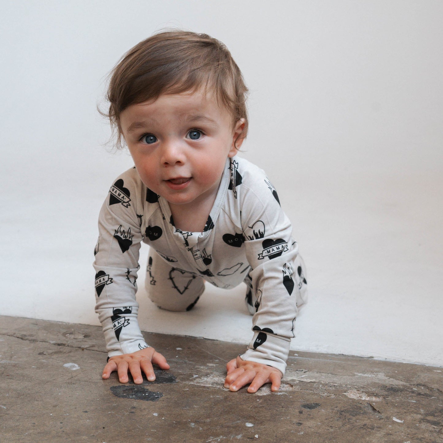 Tattoo Heart Heather Grey | Bamboo Viscose Zip Romper