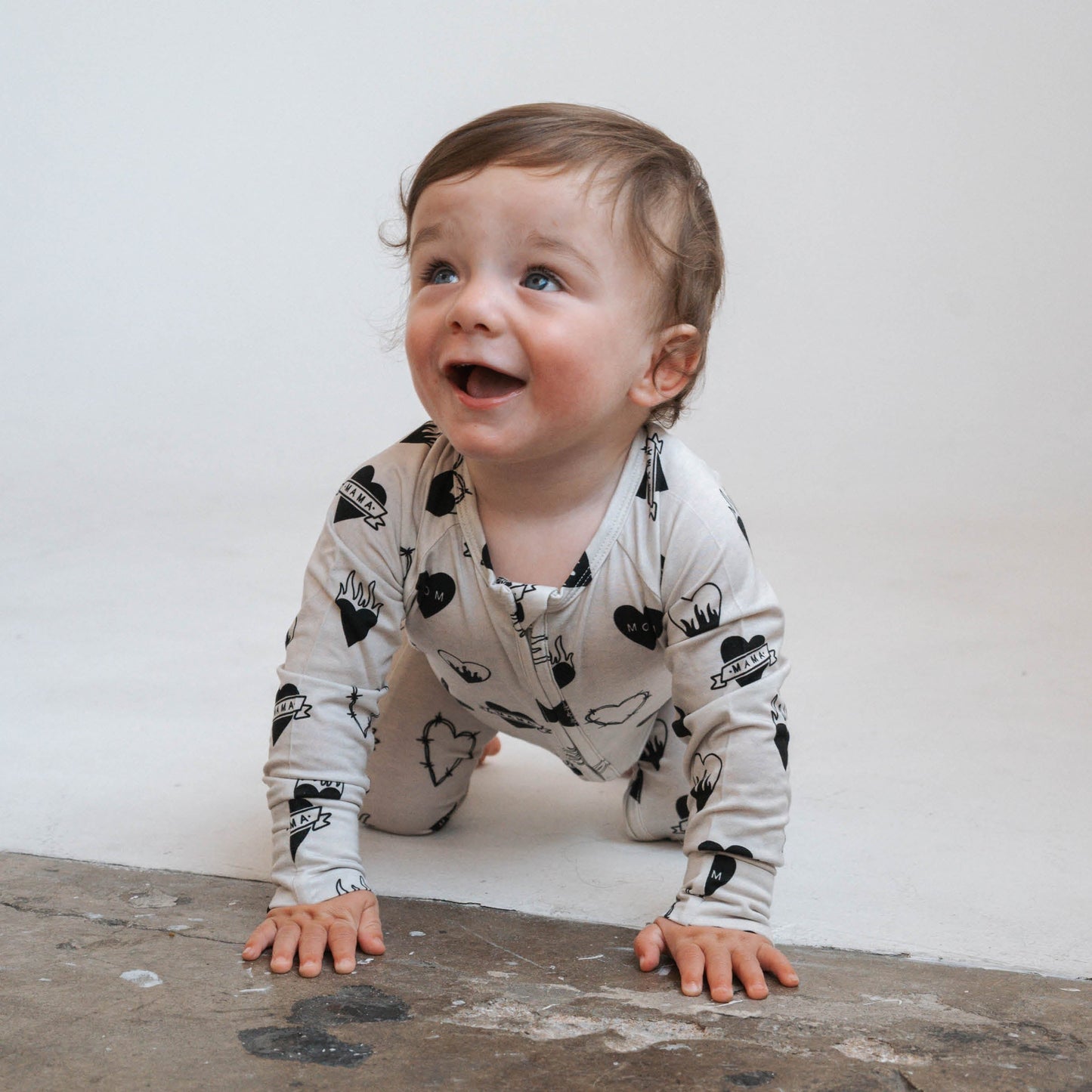 Tattoo Heart Heather Grey | Bamboo Viscose Zip Romper