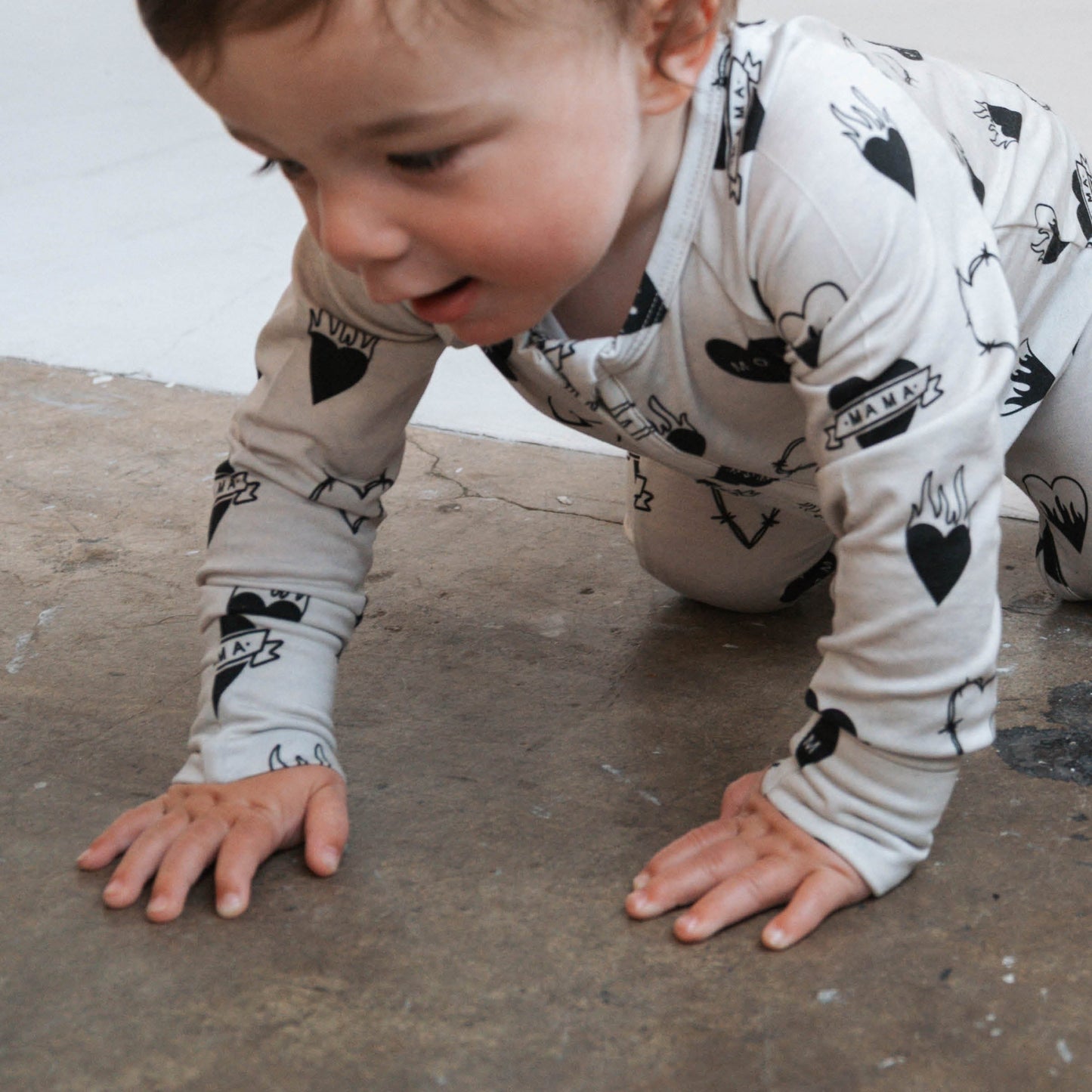 Tattoo Heart Heather Grey | Bamboo Viscose Zip Romper