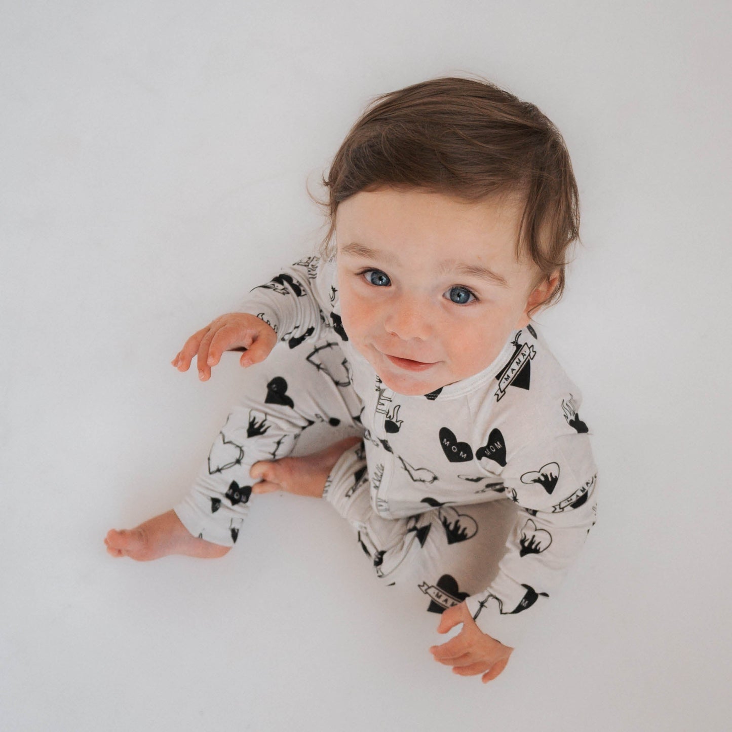Tattoo Heart Heather Grey | Bamboo Viscose Zip Romper