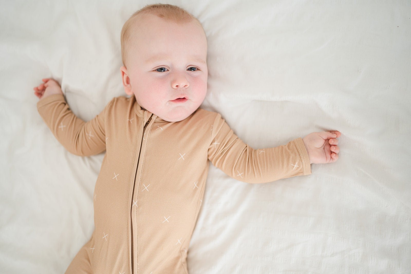 Zipper Romper - Beige X’s - Mack & Harvie