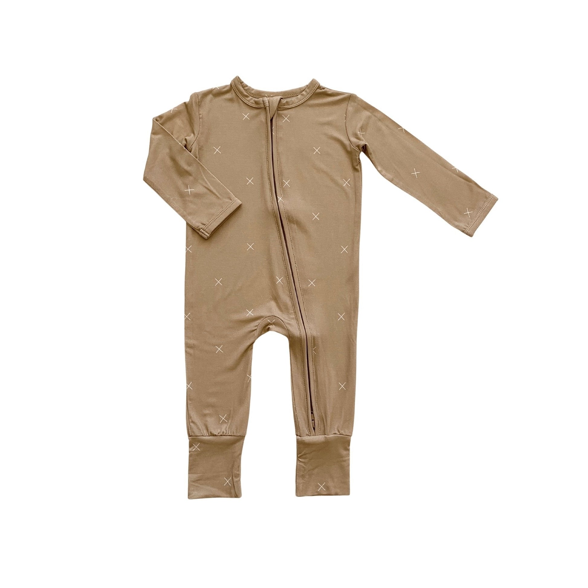 Zipper Romper - Beige X’s - Mack & Harvie