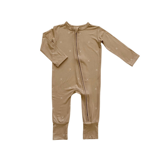Zipper Romper - Beige X’s - Mack & Harvie