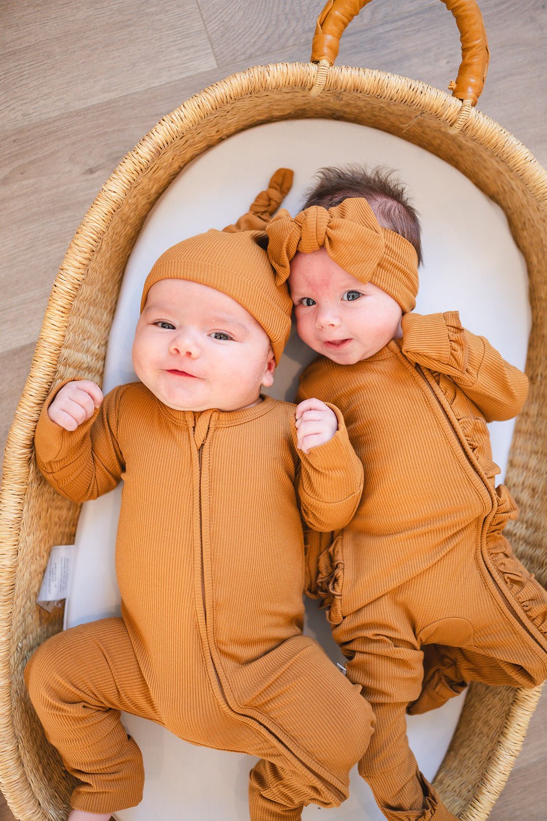 Zipper Romper - Caramel Ribbed - Mack & Harvie