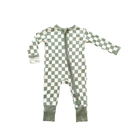 Zipper Romper - Jade Checker - Mack & Harvie