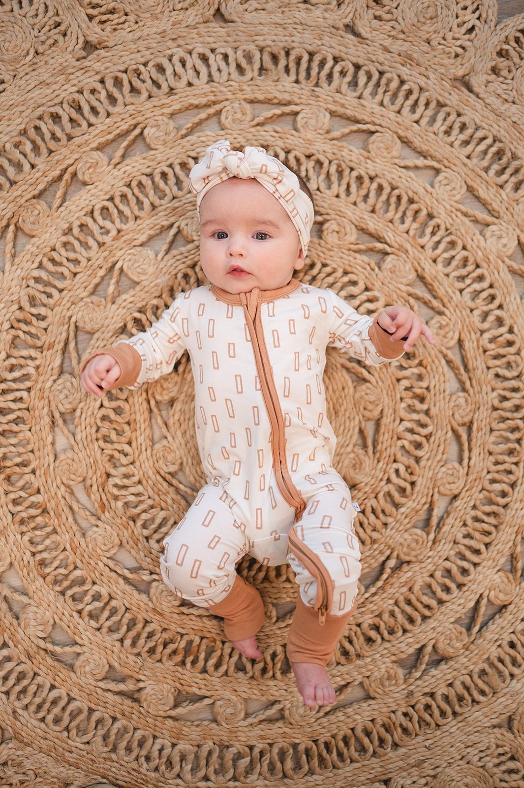 Zipper Romper - Neutral Rectangles - Mack & Harvie