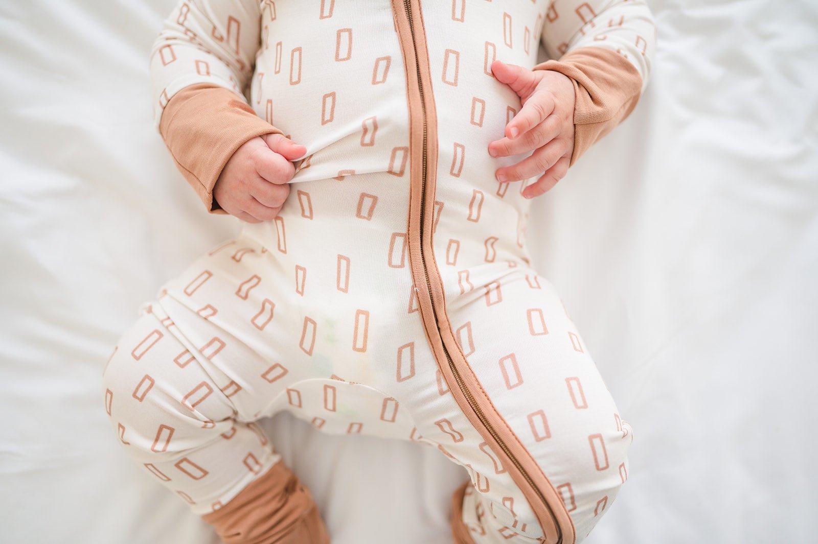 Zipper Romper - Neutral Rectangles - Mack & Harvie