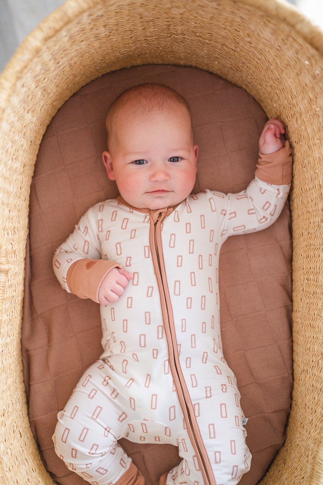 Zipper Romper - Neutral Rectangles - Mack & Harvie