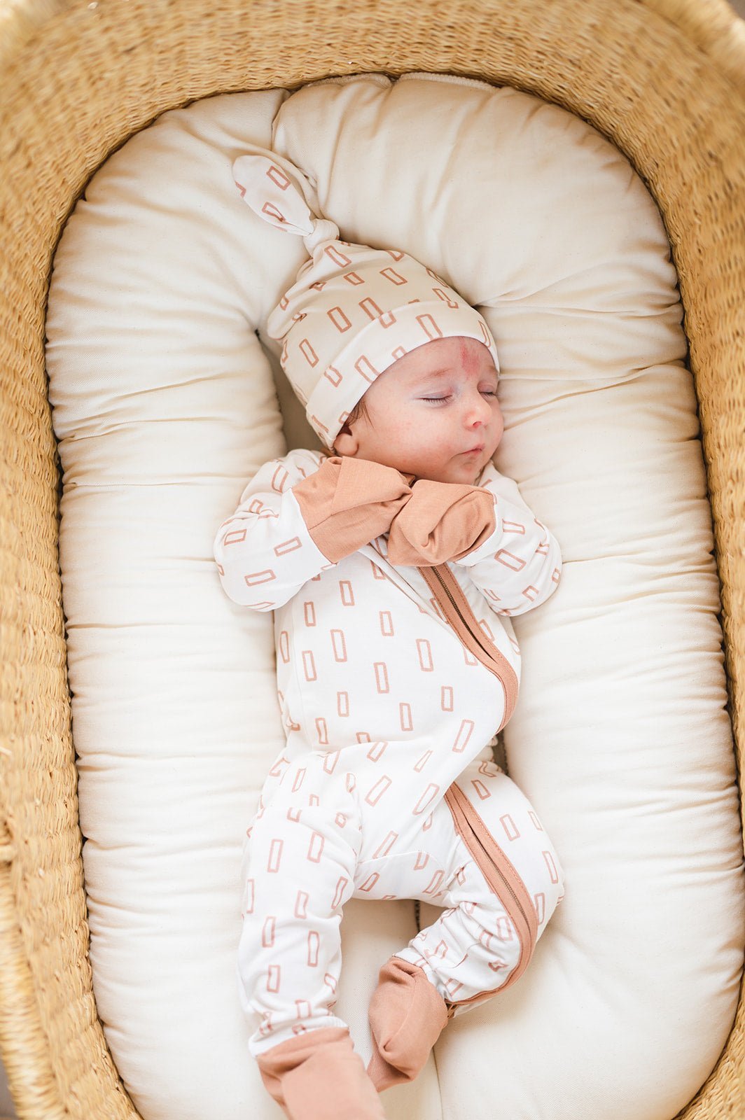 Zipper Romper - Neutral Rectangles - Mack & Harvie