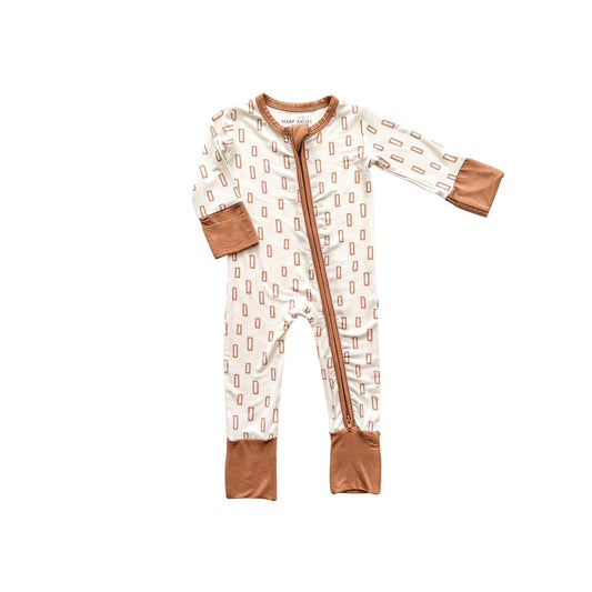 Zipper Romper - Neutral Rectangles - Mack & Harvie
