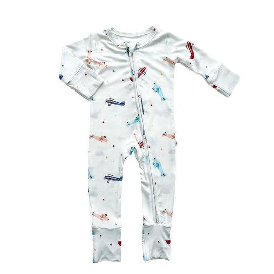 Zipper Romper - Vintage Airplane - Mack & Harvie