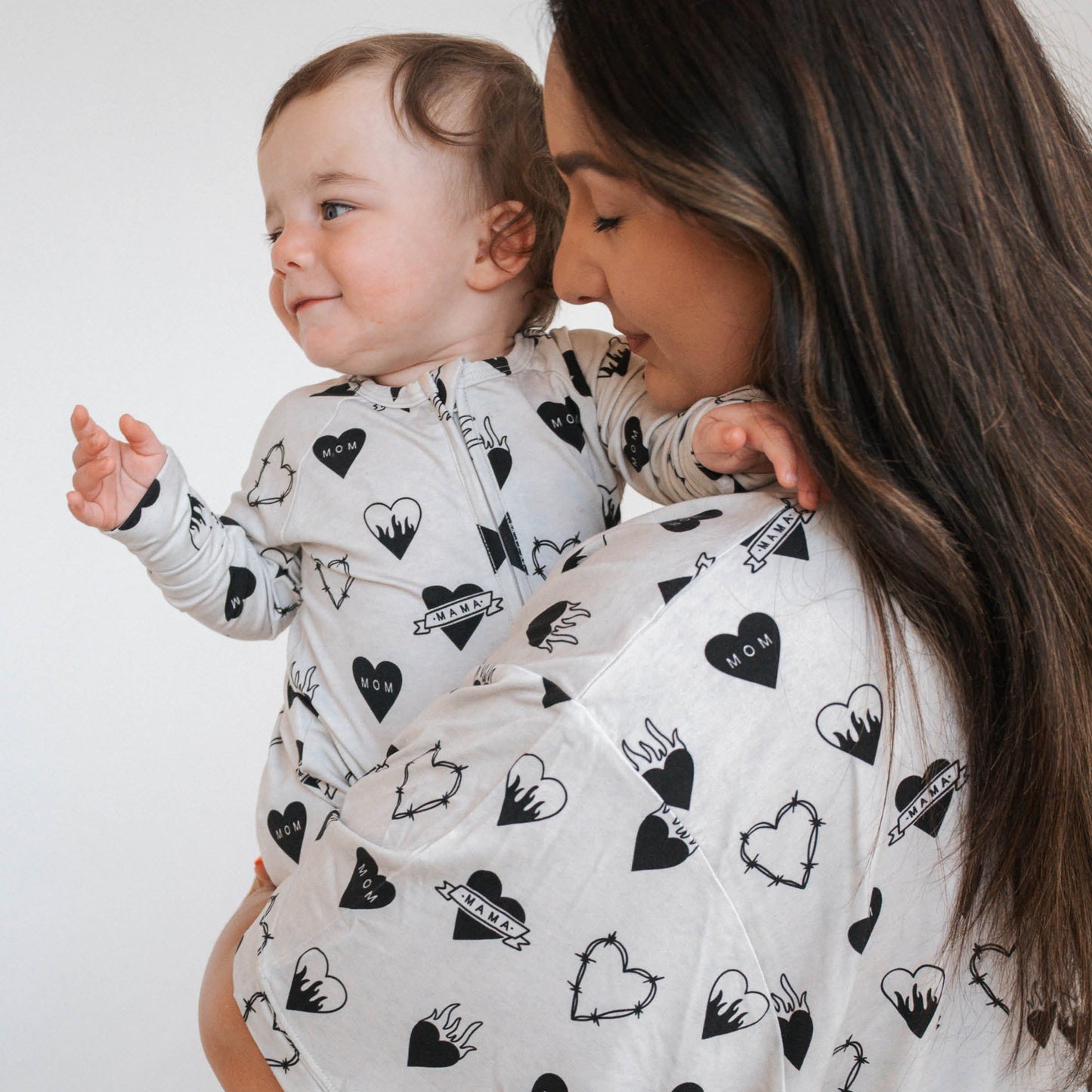 Tattoo Heart Heather Grey | Bamboo Viscose Zip Romper
