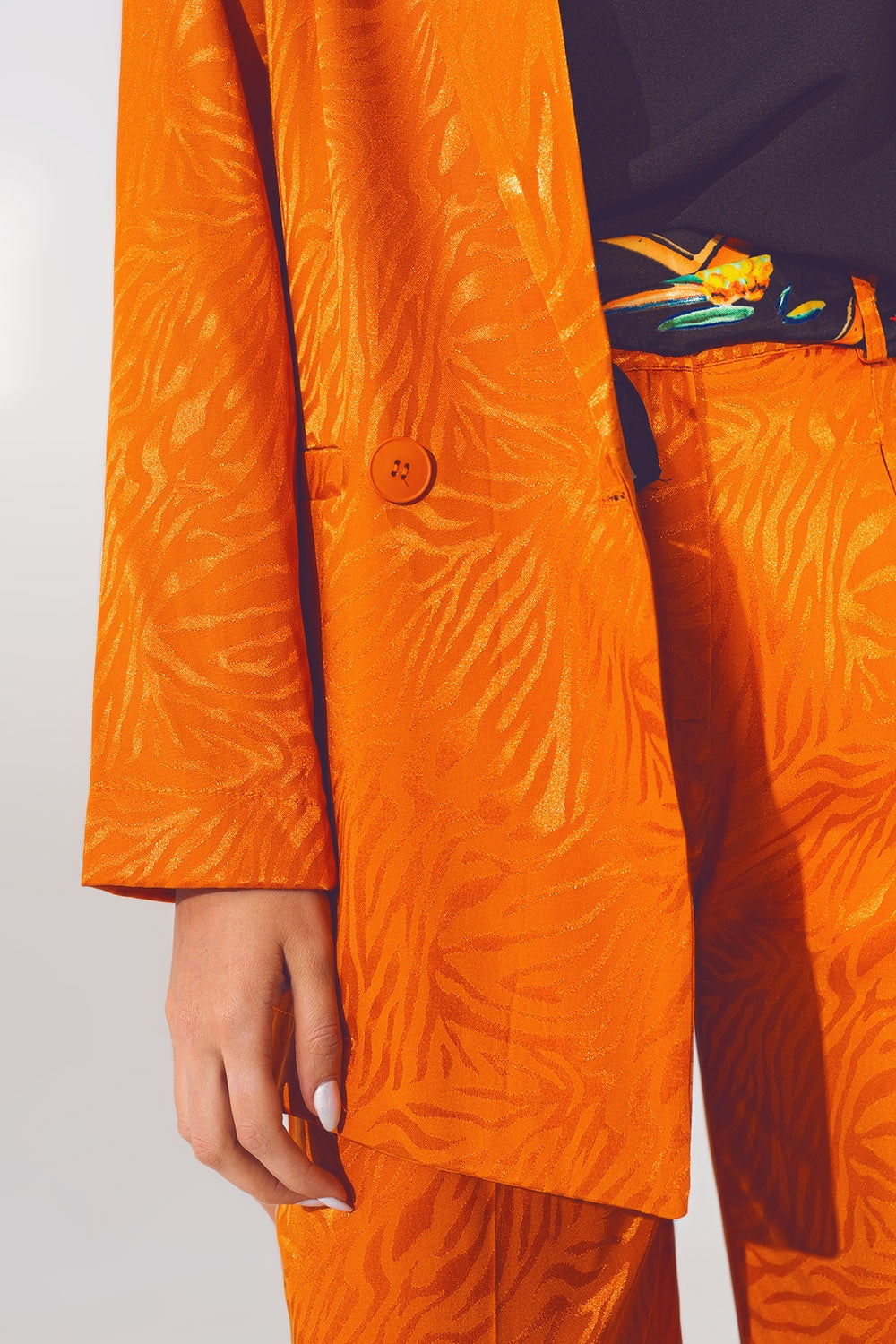 Oversized Zebra Print Blazer in Orange