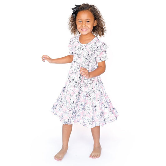 Allie Floral Bamboo Ruffle Spin Dress - Mack & Harvie