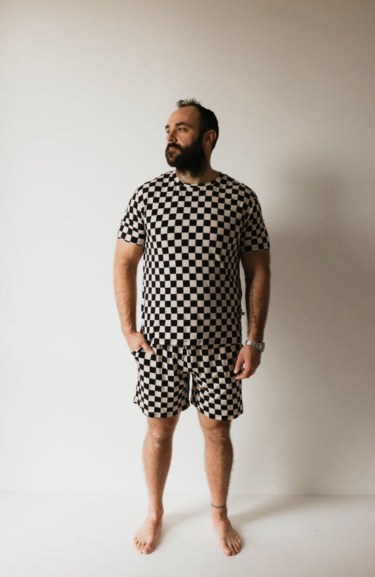 Black Checker | Adult Bamboo Short Pajamas - Mack & Harvie